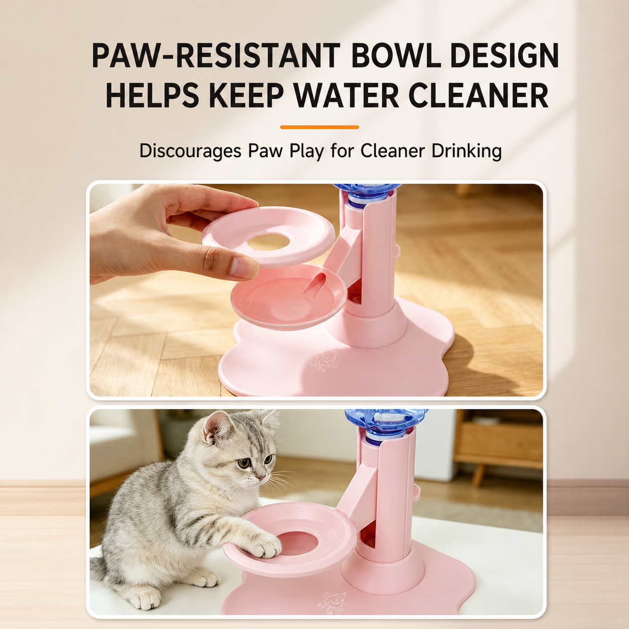 Gravity-Fed Cat Water Dispenser – Elevated Adjustable Bowl, No Electricity Required