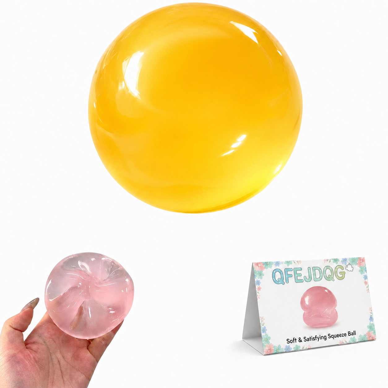 Squishy Coconut Oil Stress Ball Slow Rebound Sensory Squeeze Balls Crunchy Fidget Balls Gifts for Adults Help for Relax Focus Autism ADHD Portable Odorless Non-Sticky Easy to Clean(Pink)