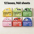 12 Boxes of Transparent Pull-Out Sticky Notes (960 Sheets Total) - Office Stationery, Work Accessories with Strong Adhesion, No Residue, 50 Reuses Per Sheet