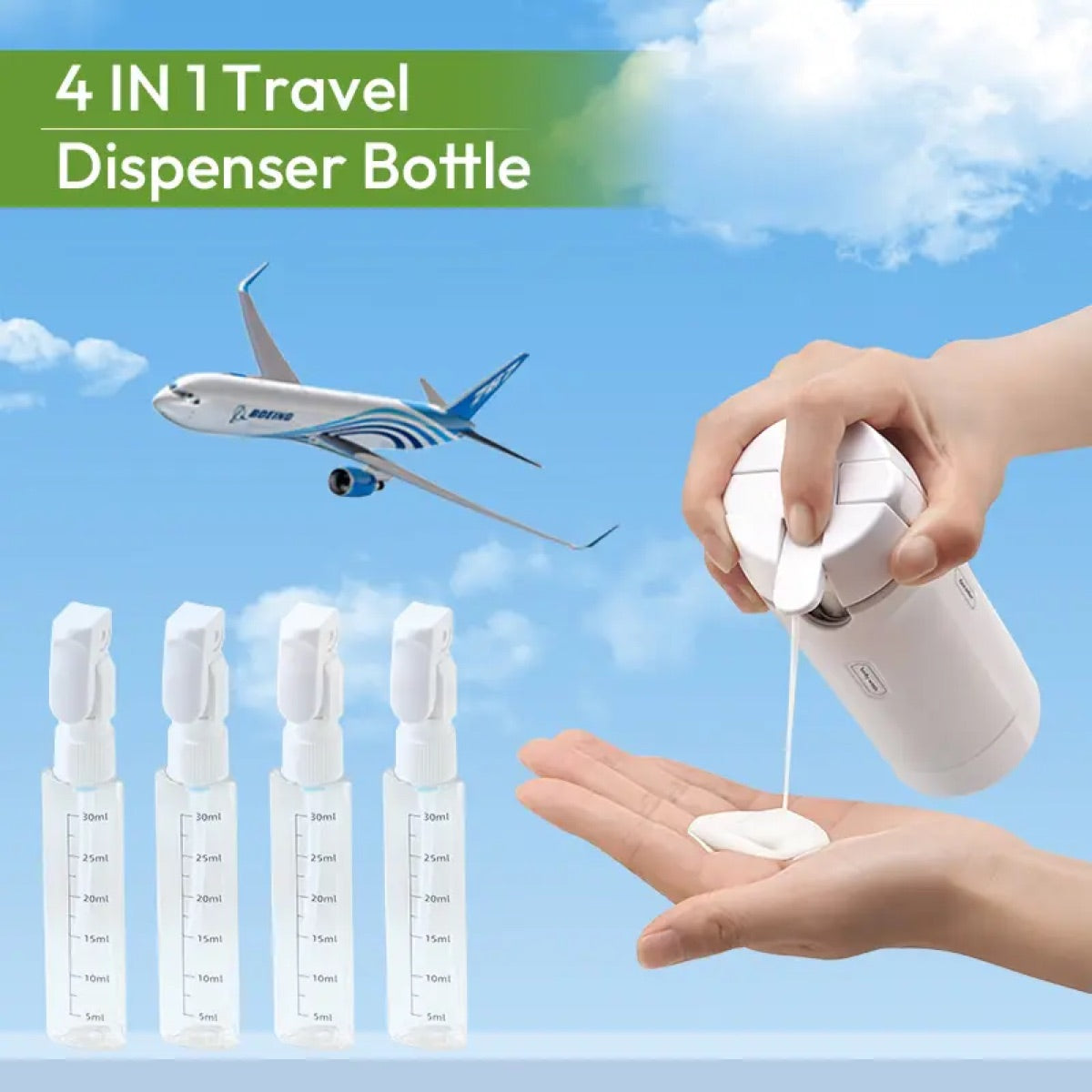 Set de distributeurs de voyage 4-en-1 anti-fuite