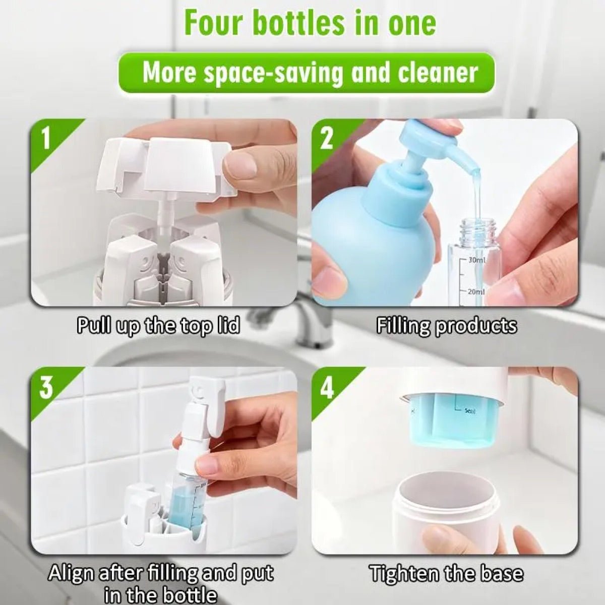4-in-1 Leak-Proof Travel Dispenser Set