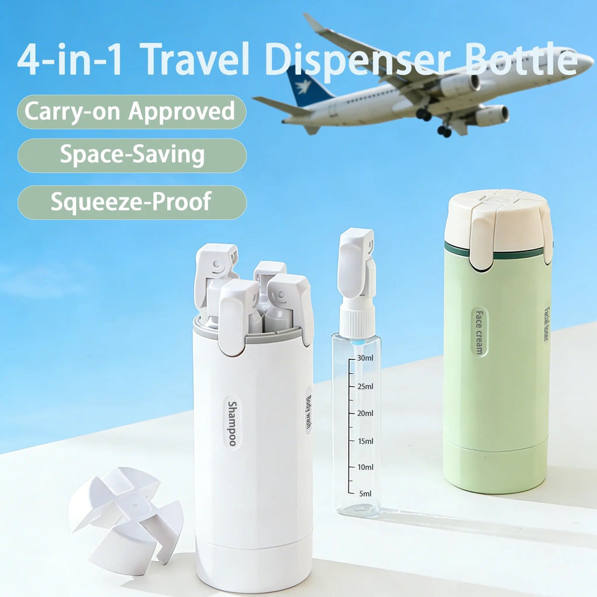 4-in-1 Leak-Proof Travel Dispenser Set