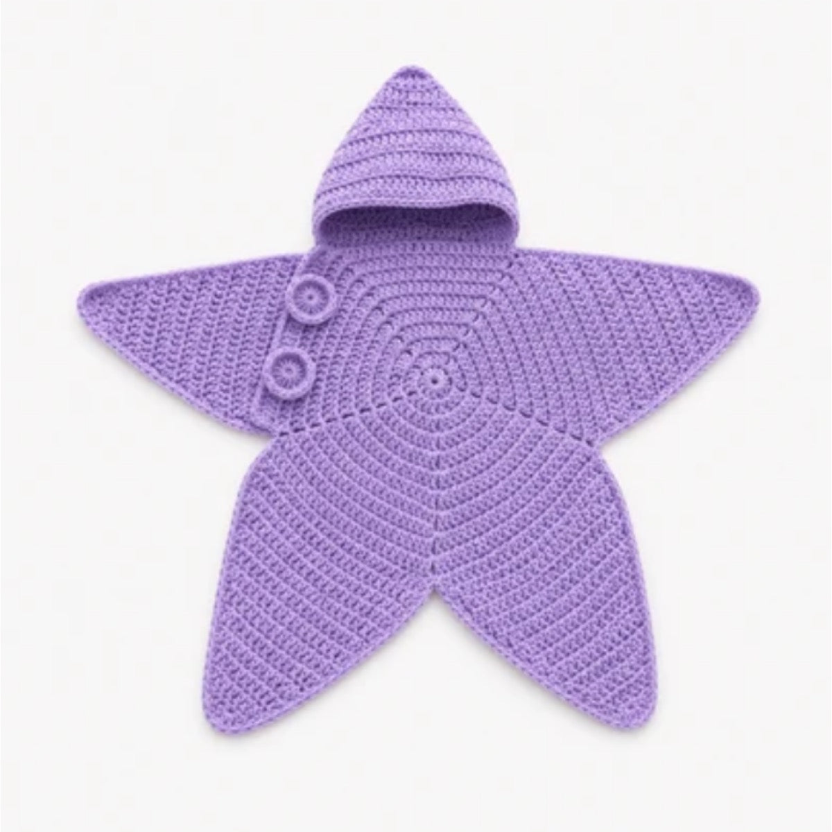 Hand-Crocheted Starfish Baby Onesie, Cozy Hooded Star Baby Dress for Photos