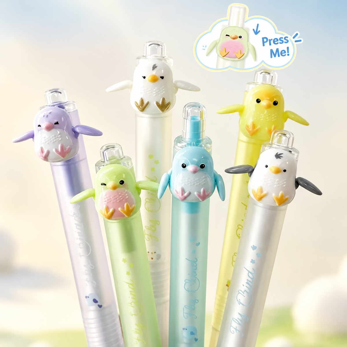 7-Style Interactive Pen Set, Cute Multi-Color Novelty Pens with Wings, Birds, Peacock, Magnetic & Transforming Designs for School, Office, Journaling & Gifts