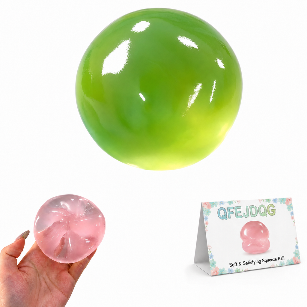 Squishy Coconut Oil Stress Ball Slow Rebound Sensory Squeeze Balls Crunchy Fidget Balls Gifts for Adults Help for Relax Focus Autism ADHD Portable Odorless Non-Sticky Easy to Clean(Pink)