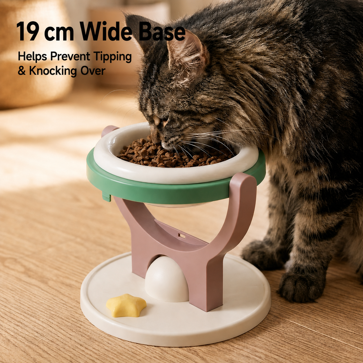 2-in-1 Wall-Mounted & Freestanding Cat Bowl Stand – Foldable Pet Feeder with Removable Bowl, Suction Mount & 19 cm Anti-Tip Base