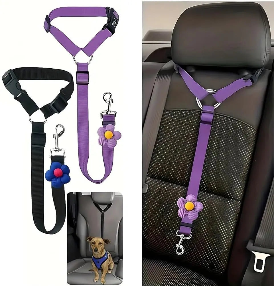 2 Packs Adjustable Dog Car Seatbelt Harness, Pet Safety Seat Belt for Dogs and Puppy