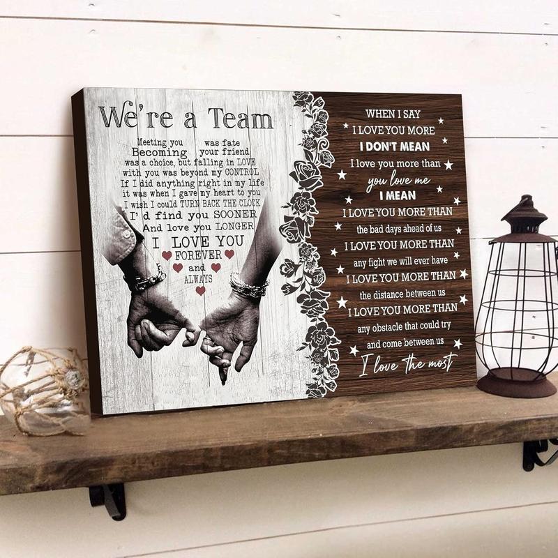 Personalized "We're A Team" Couple Canvas Print - Custom Name Wall Art for Bedroom & Anniversary