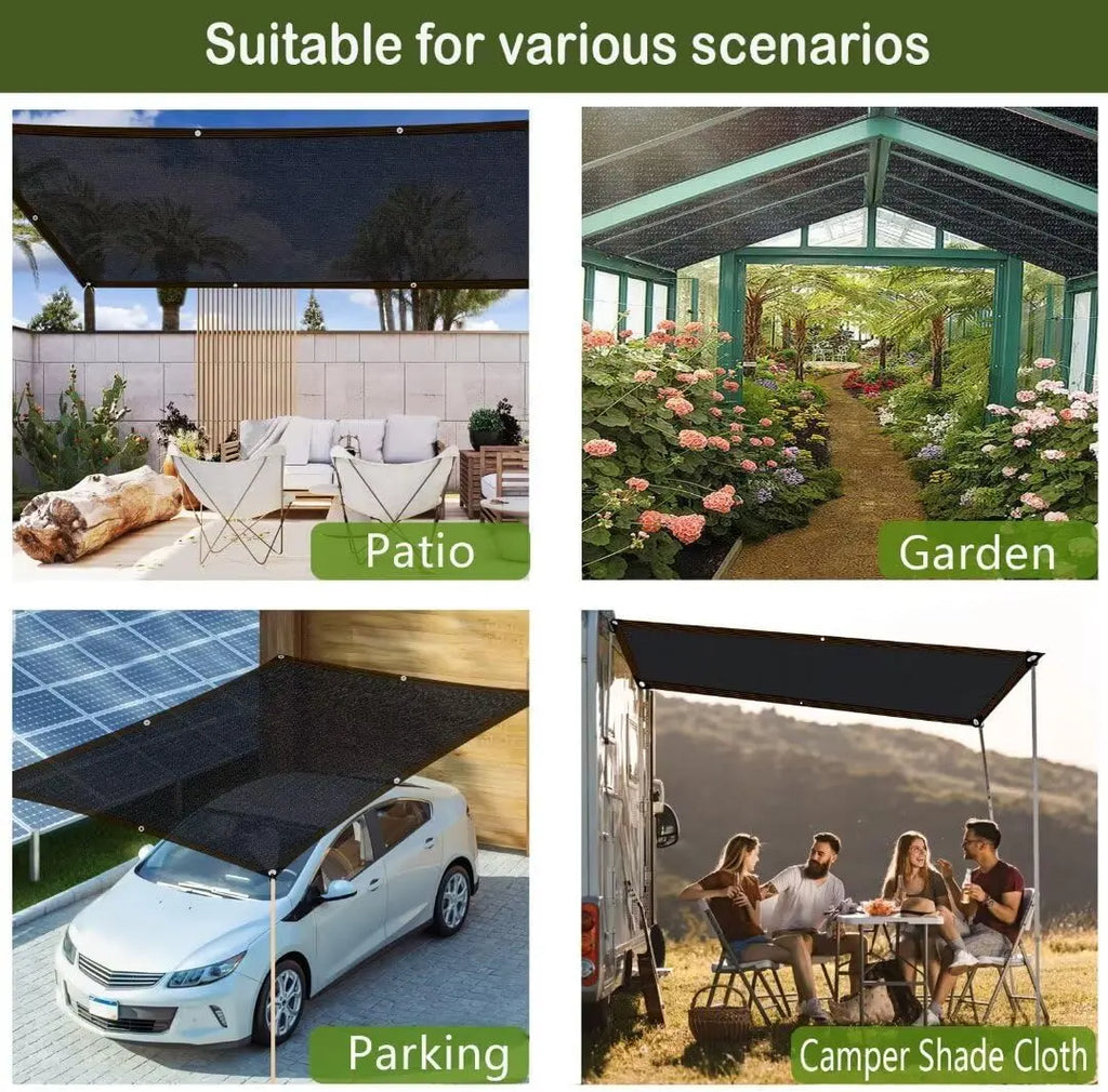 10x13 FT Sunshade Netting (70-90% Resistant) - Breathable PE Mesh with Grommets