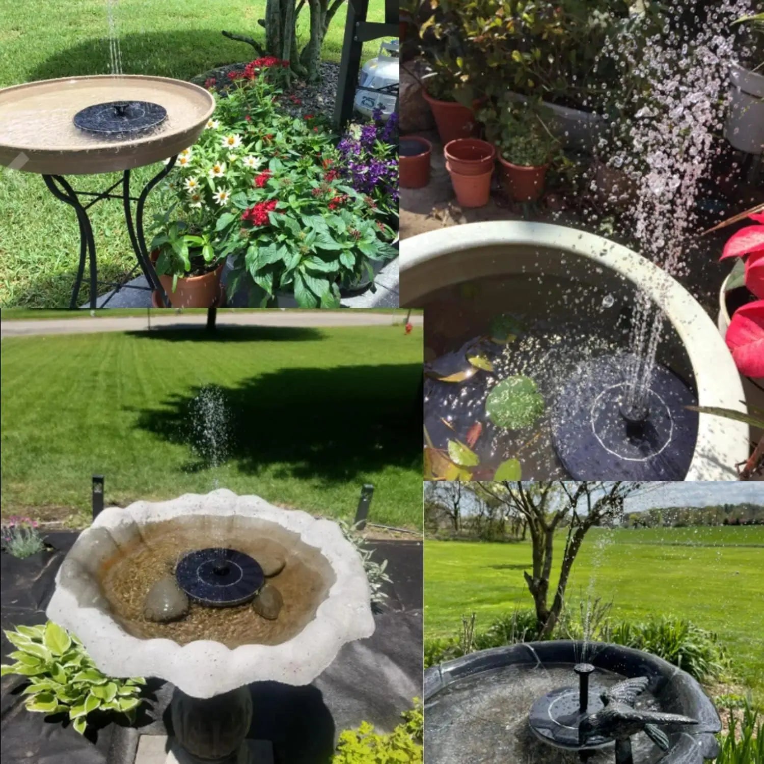 Solar Fountain, Solar Powered Bird Bath Fountain Pump， 1.5W Solar Panel Kit Water Pump, Outdoor Watering Submersible Pump for Pond, Pool, Garden, Fish Tank