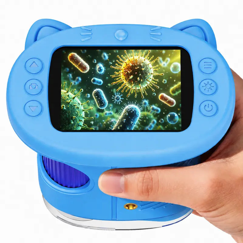 [2027 Upgraded] Kids Digital Microscope with 2.4” 4K Screen, Built-In Photo & Video Camera, 200X–1000X Magnification & 100M Telescope, STEM Educational Gift for Kids Ages 3–12