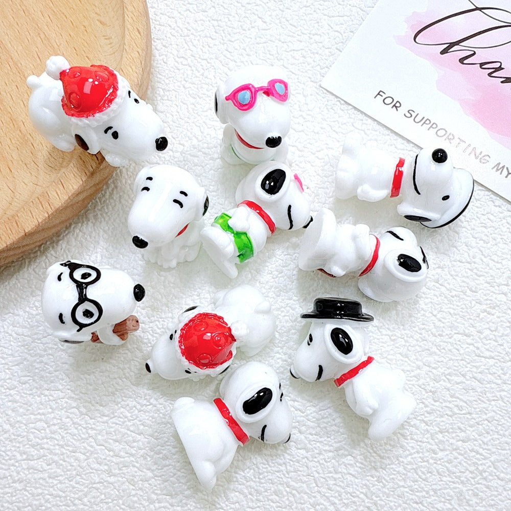 Mini Cartoon Dog Resin Figurines – 5-Piece DIY Craft Embellishment Set