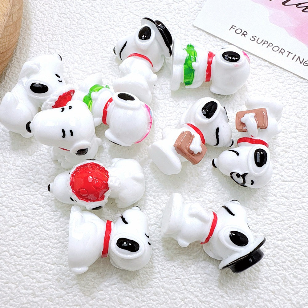 Mini Cartoon Dog Resin Figurines – 5-Piece DIY Craft Embellishment Set