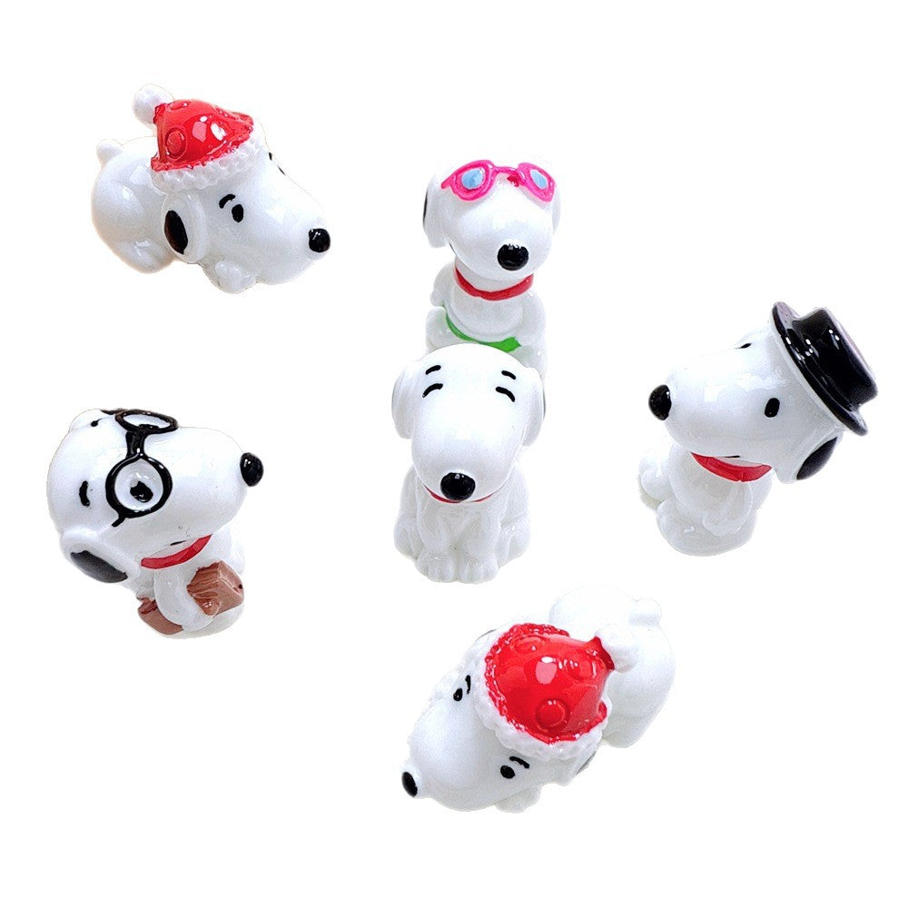 Mini Cartoon Dog Resin Figurines – 5-Piece DIY Craft Embellishment Set