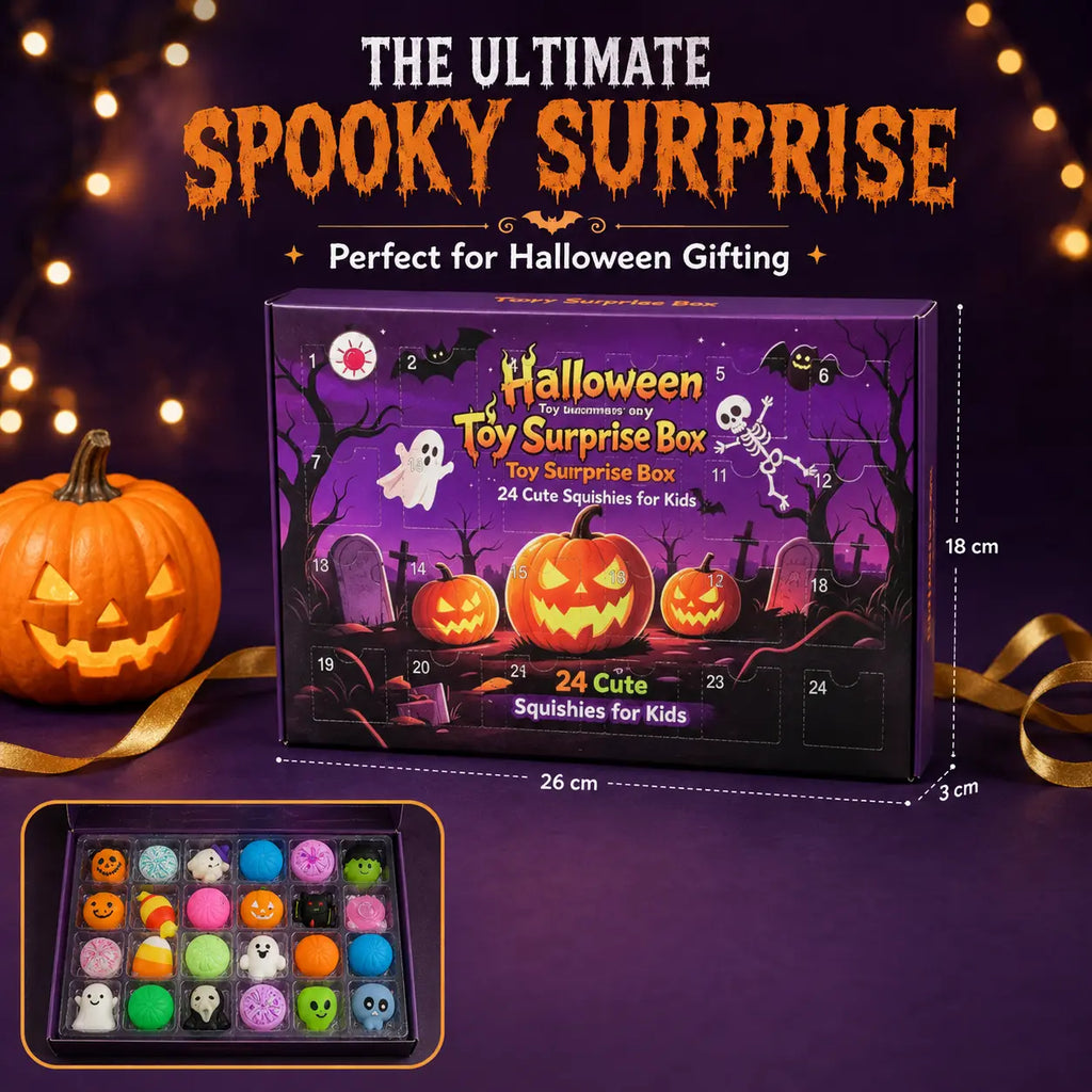 24-Piece Halloween Squishy Surprise Box, 24-Day Countdown Sensory Fidget Toy Set, Soft Squeeze Halloween Gifts & Party Favors