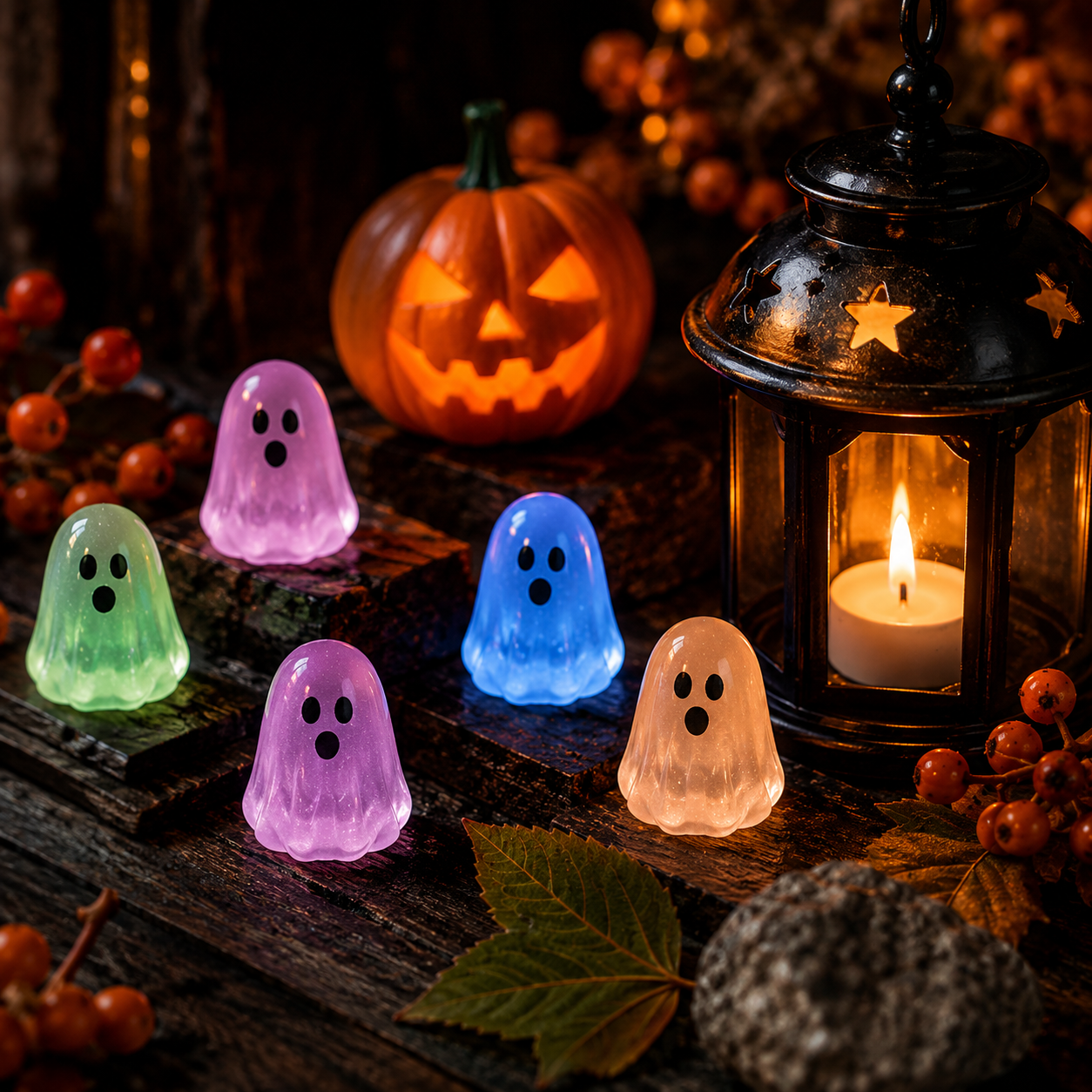 Random Glow-in-the-Dark Mini Ghost Figurines, Cute Halloween Resin Decorations for DIY Crafts & Micro Landscapes, 20/50PCS