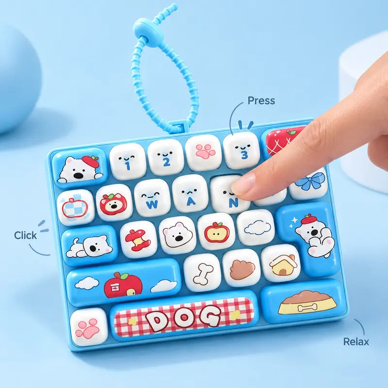 26-Key Mini Keyboard Keychain, Cute Pressable Fidget Toy with Portable Loop, Sensory Finger Toy & Backpack Accessory for Teens, Adults, Gifts & Travel