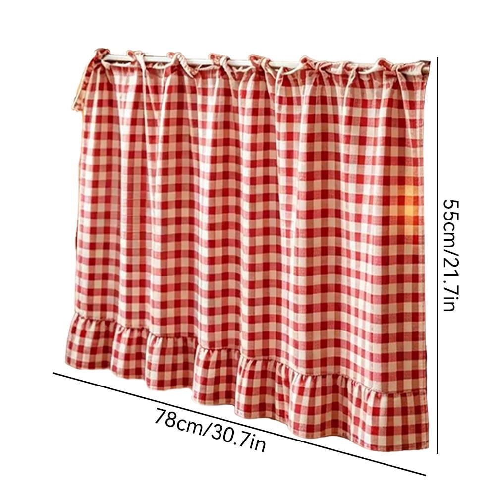 Cotton Linen Oven Skirt Curtain for Kitchen, Farmhouse Tie-Top Cabinet Curtain with Ruffles for Dishwasher, Sink & Stove Decor