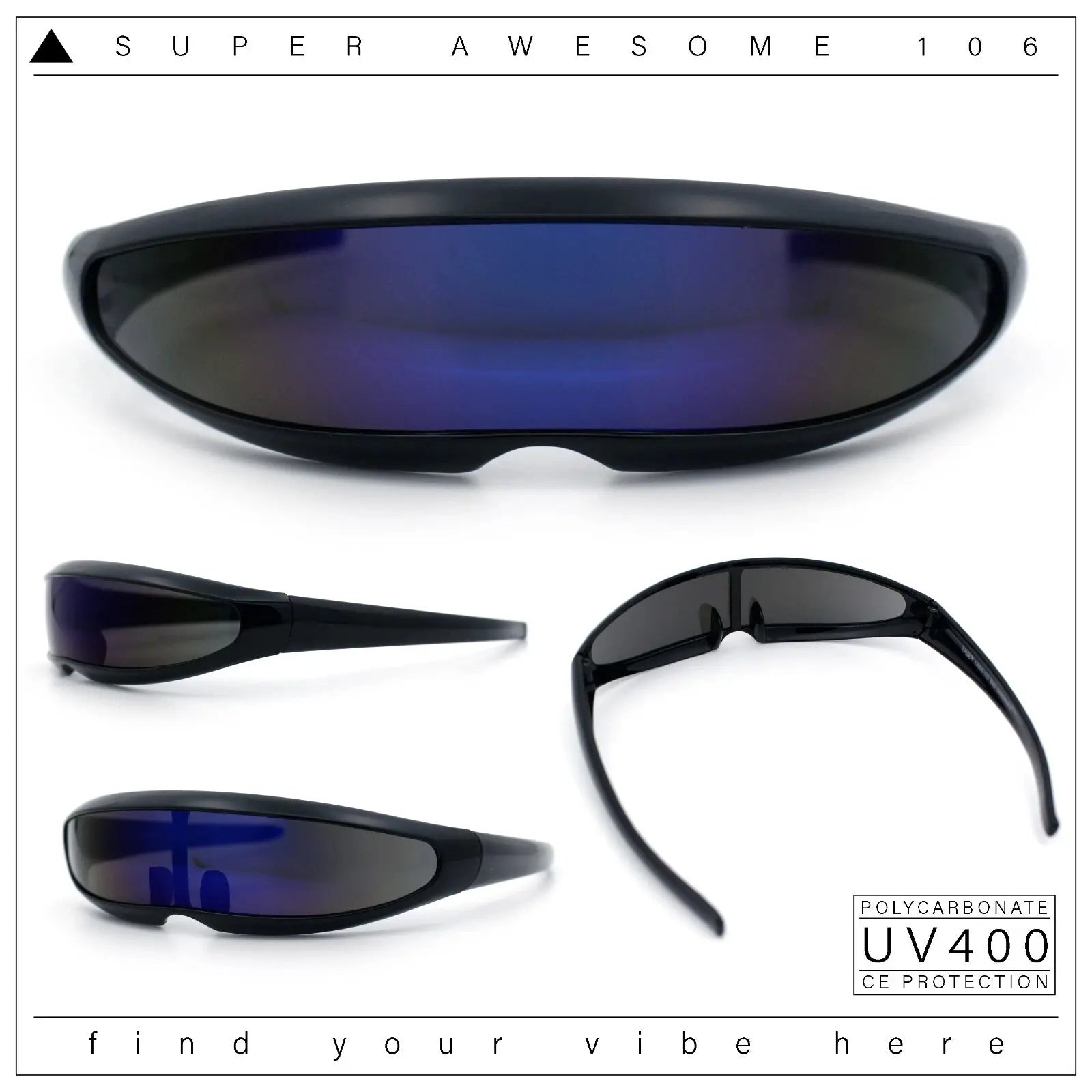 Futuristic Cyberpunk Cyclops Monolens Sunglasses - Robotic Mirror Lens Shades with UV400 Protection