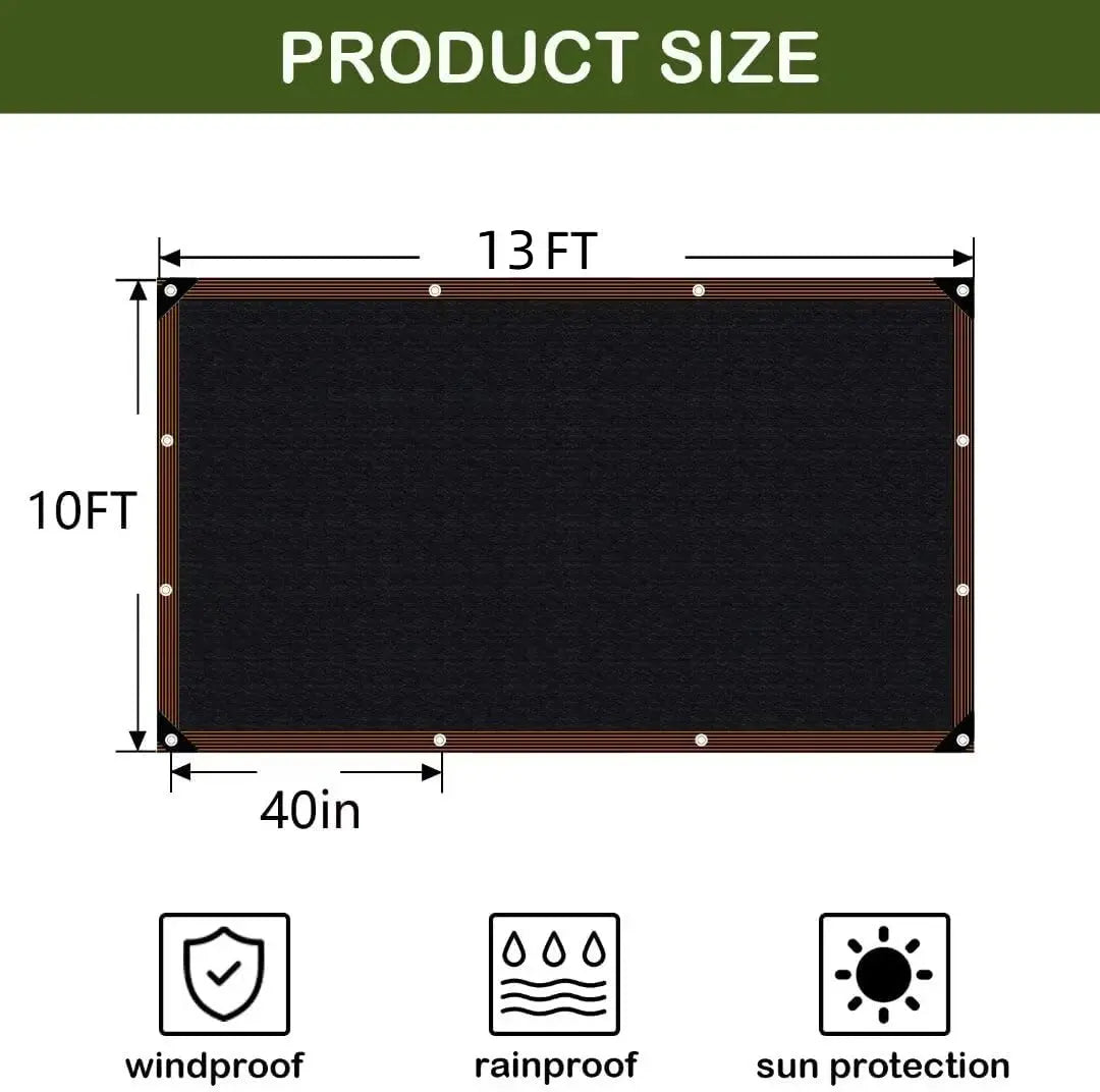 10x13 FT Sunshade Netting (70-90% Resistant) - Breathable PE Mesh with Grommets