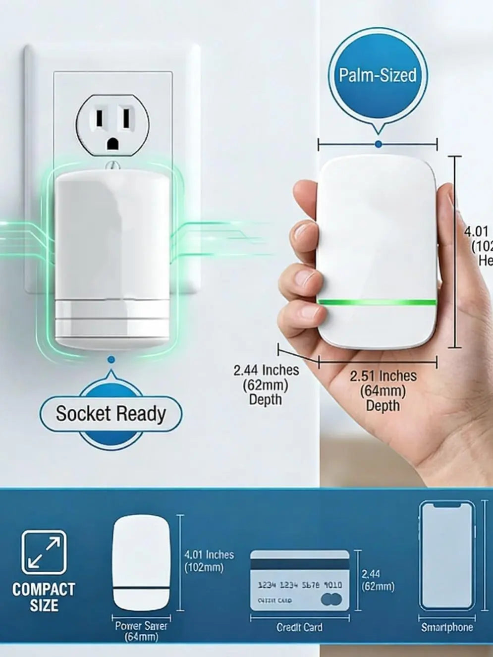 Smart plug, plug, home/office use, compact, plug and play, portable.