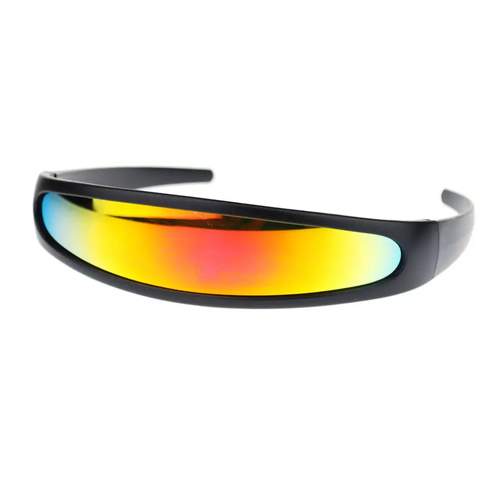 Futuristic Cyberpunk Cyclops Monolens Sunglasses - Robotic Mirror Lens Shades with UV400 Protection