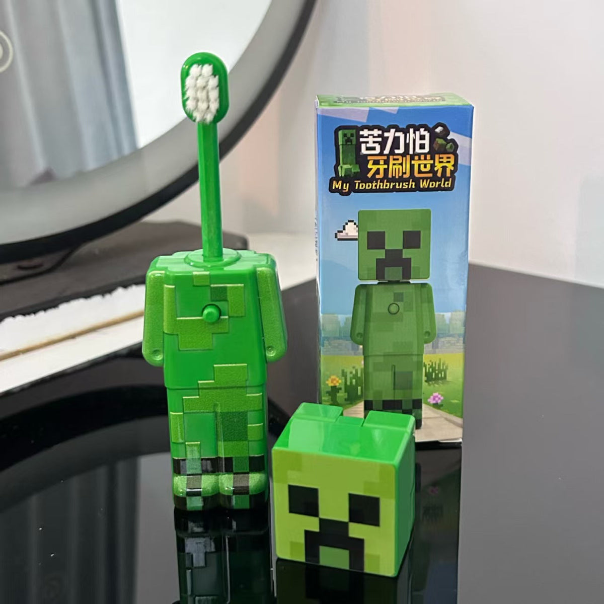 Kids Pixel Character Pop-Up Toothbrush with Cap | Ultra-Soft Travel Brush