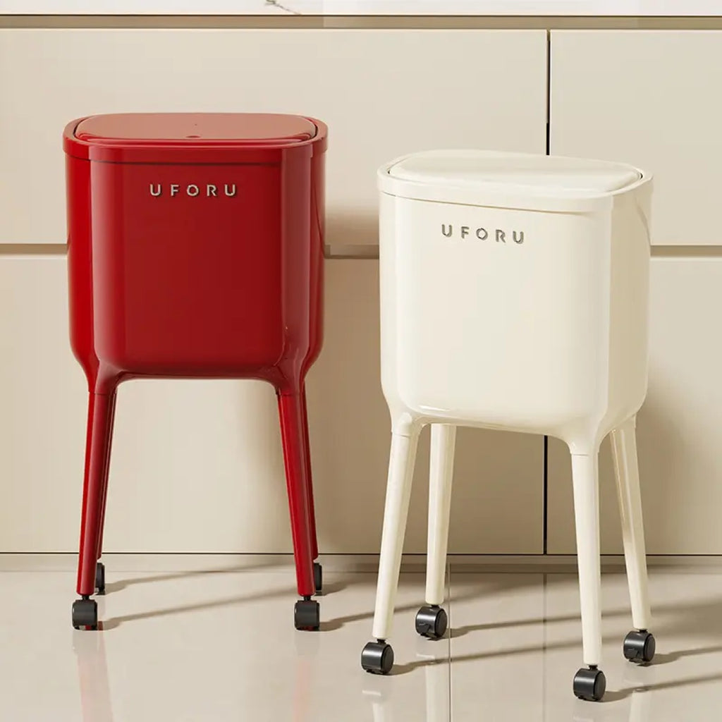 16L High-Leg Rolling Trash Can: Odor-Proof Slim Bin with 60 Free Bags
