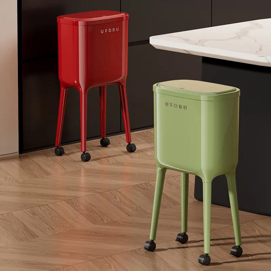 16L High-Leg Rolling Trash Can: Odor-Proof Slim Bin with 60 Free Bags