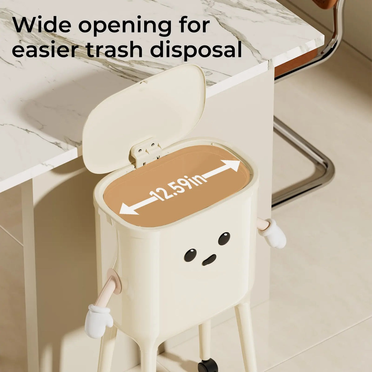 16L High-Leg Rolling Trash Can: Odor-Proof Slim Bin with 60 Free Bags