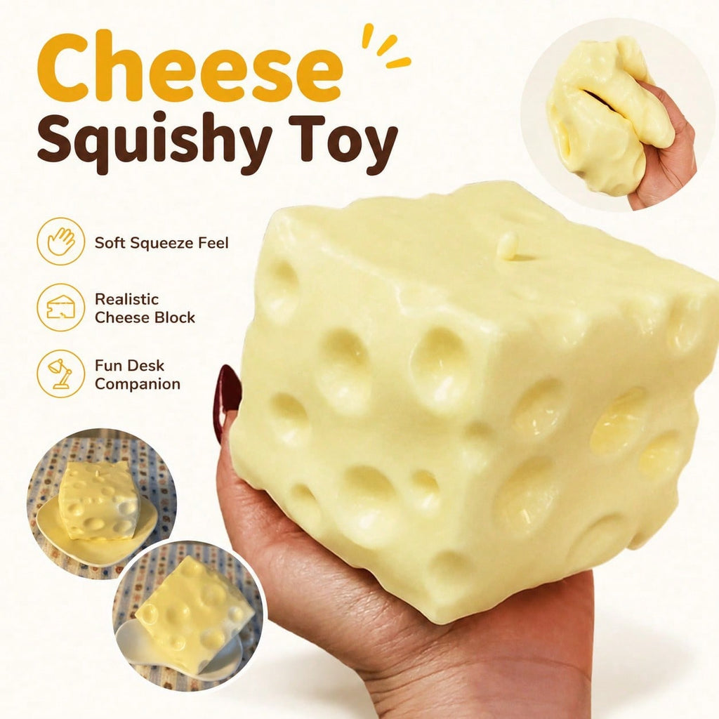 Big Cheese Squishy Toy, Soft Fluffy Cheese Sugar Cube Sensory Fidget Toy, Soft Shapeable Squeeze Ball For Stress Relief, Desk Toy, Party Gift, Holiday Gift, Birthday Gift For Adults