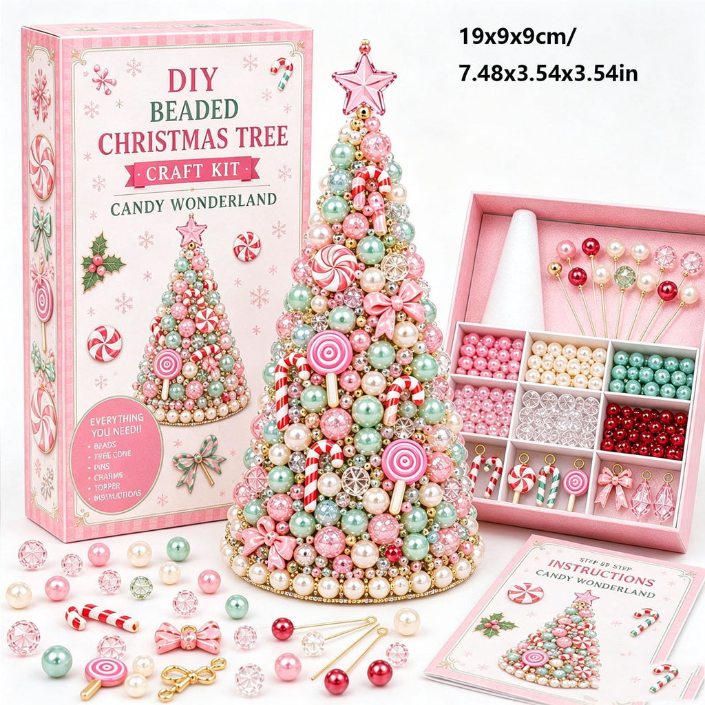 Jeweled Christmas Tree DIY Christmas Craft Christmas Decorations Beaded Christmas Tree 7.48IN All In One Handmade Christmas Table Decor Kit