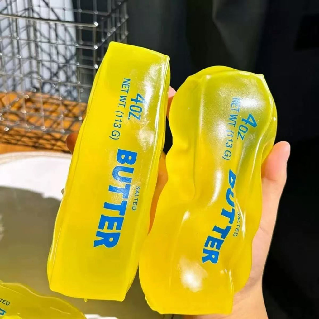 Vaseline Style Butter Squishy Toy, Soft Yellow Butter Strip Squeeze Toy, Stress Relief Fidget Sensory Toy