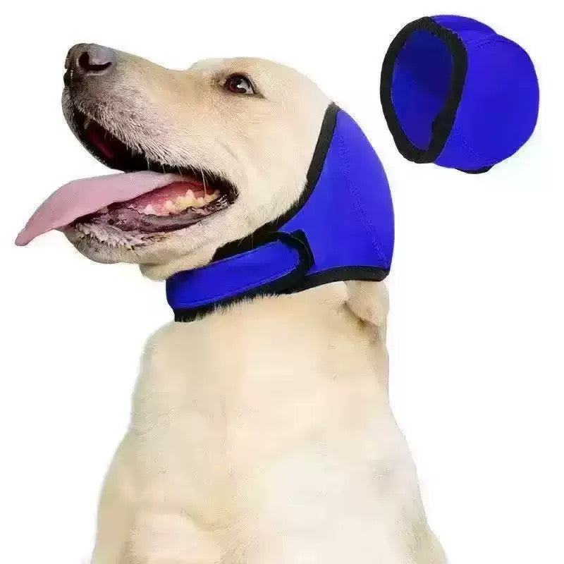 Soft Dog Noise-Reducing Ear Cover, Adjustable Calming Hood for Fireworks, Thunder & Grooming, Flexible Ear Wrap with Hook-and-Loop Closure for Small Medium Large Dogs