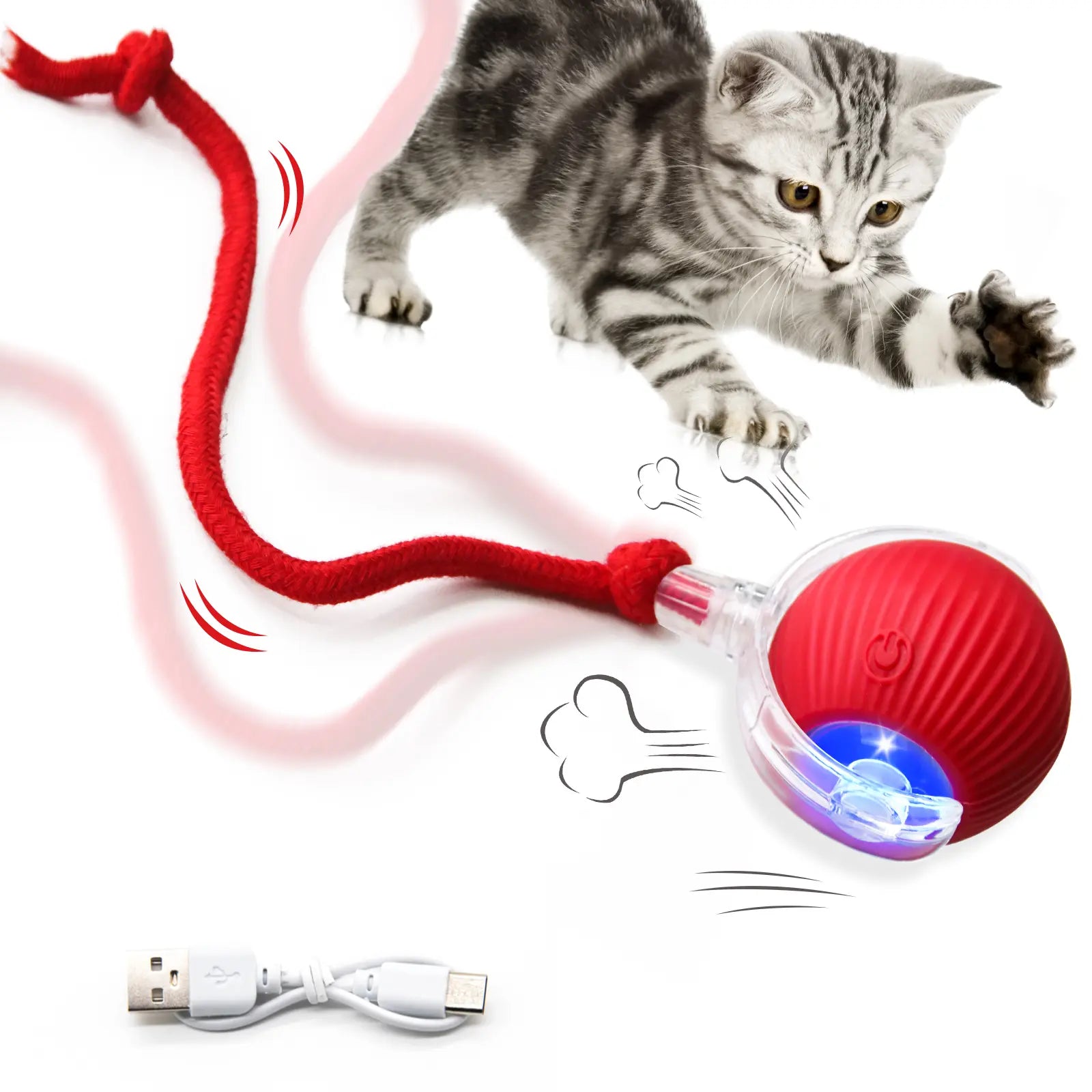 Interactive Cat Ball Toy | Bird Chirping & Motion Activated Rug Kicker