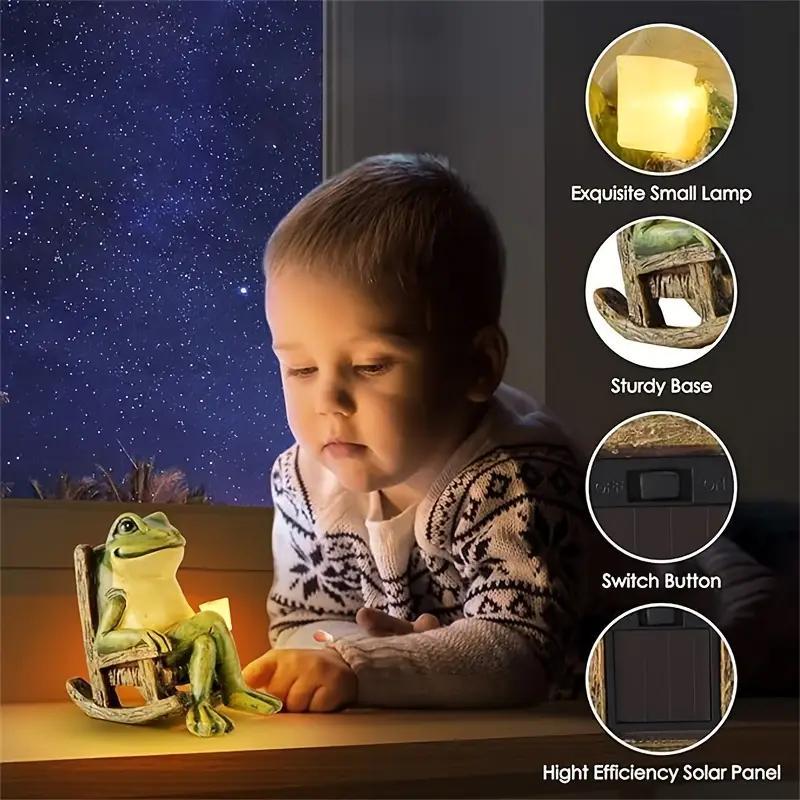 Solar Powered Mini Frog Garden Statue, Frog Design Garden Decoration, Garden Sculpture for Indoor & Outdoor Decor, Ideal Gift for Halloween & Christmas, Decorative, Garden Accessories
