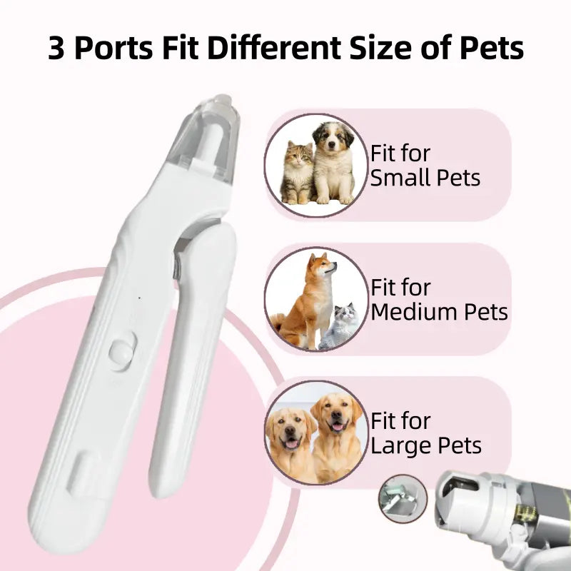 Dog & Cat 2-in-1 Pet Nail Clipper & Grinder with LED Light, Quiet Low-Noise Motor, USB-C Rechargeable, Stainless Steel Clipper & Splash Guard for Small Medium Large Pets