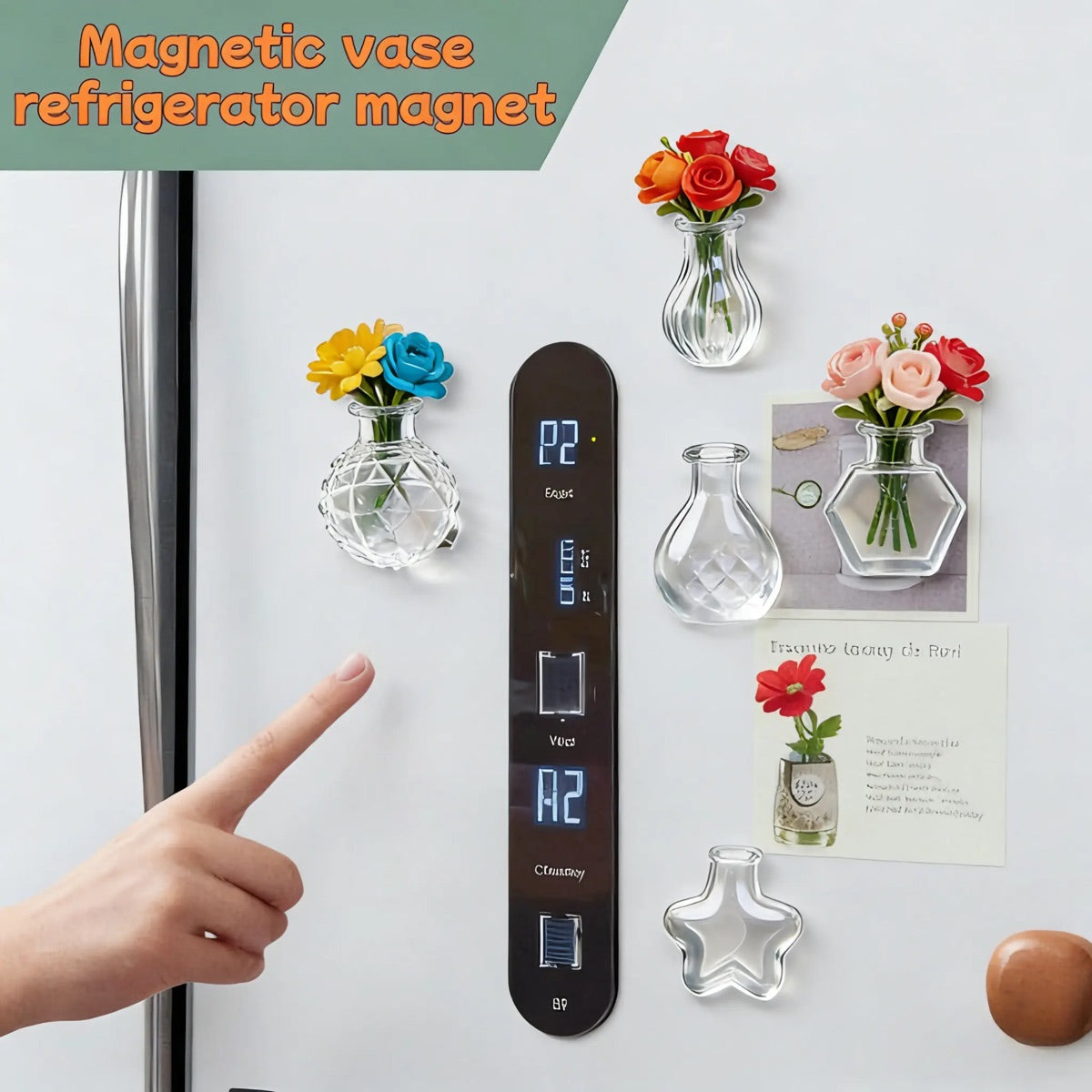 8-Piece Transparent Mini Vase Fridge Magnets