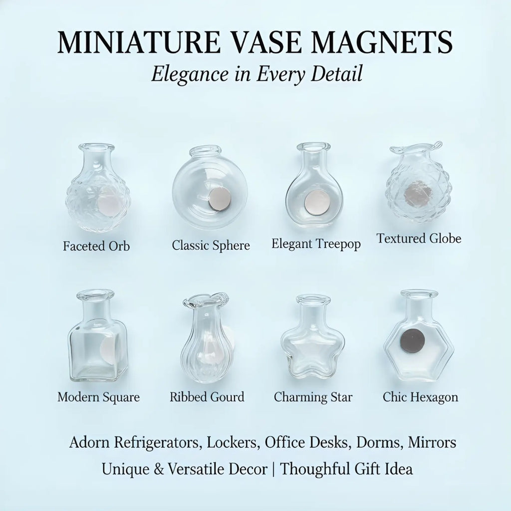8-Piece Transparent Mini Vase Fridge Magnets