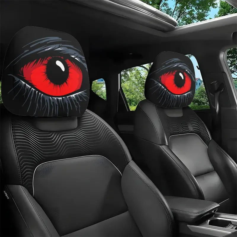 Gothic Devil's Eye Headrest Covers - Washable (Set of 2)