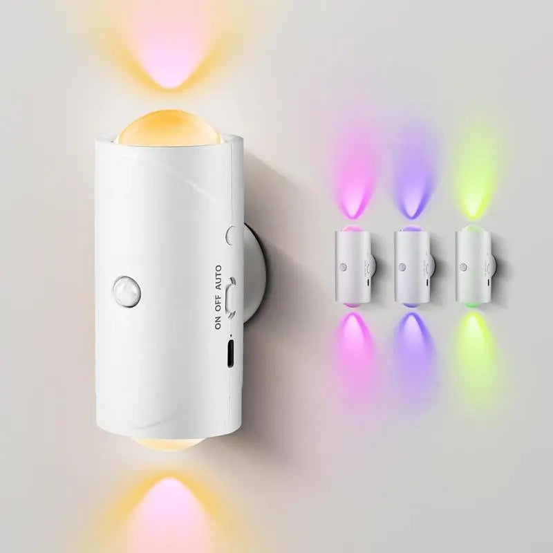 4/2/1-Pack Smart Motion Sensor Night Lights - RGB Color Lights with 2 Modes! 1500mAh USB Charging & Magnetic Step Lights for Stairs, Hallway, Wardrobe - Dimmable Mood Bedside Lighting | Holiday Gifts for Family, Couples, Kids(Christmas, Valentine's Day)