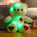 LED Light-Up Teddy Bear - Glow-in-the-Dark Plush with Heart & Rose