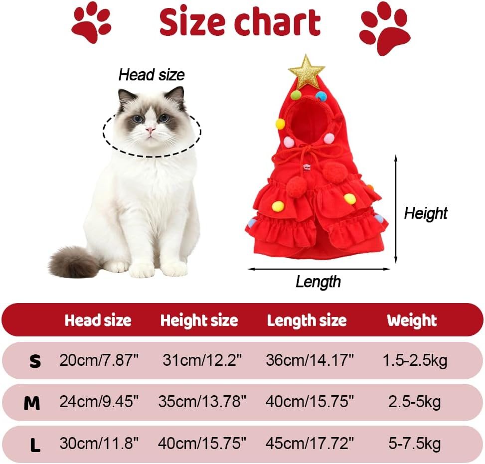 Christmas Tree Pet Cloak Costume – Hooded Holiday Outfit for Cats & Small Dogs