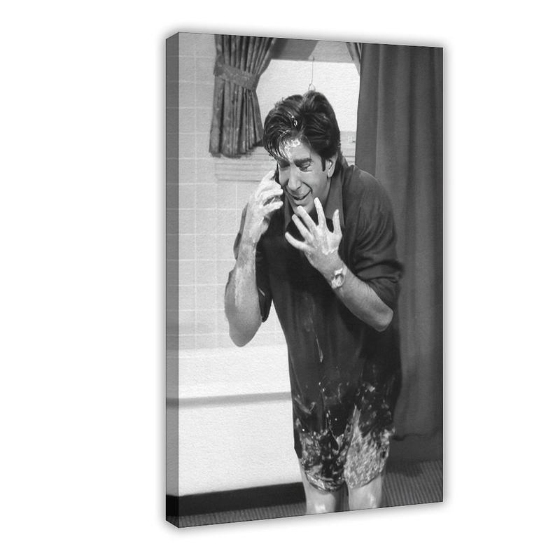 Funny Bathroom Wall Art Friends TV Show Comedy Print for Restroom Decor, Ross Geller Humorous Black White Wall Art Men Toilet Room