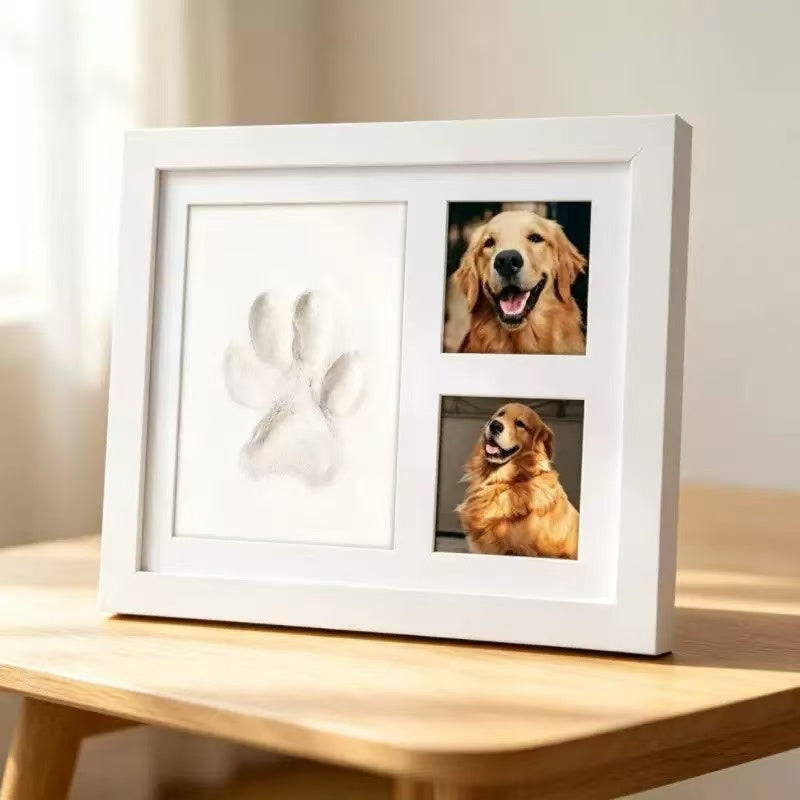 DIY Baby Handprint & Footprint Keepsake Frame Kit with Air-Dry Clay, 2 Photo Openings, Paint Set & Display Stand for Newborn, Pet Paw Prints & Family Gifts