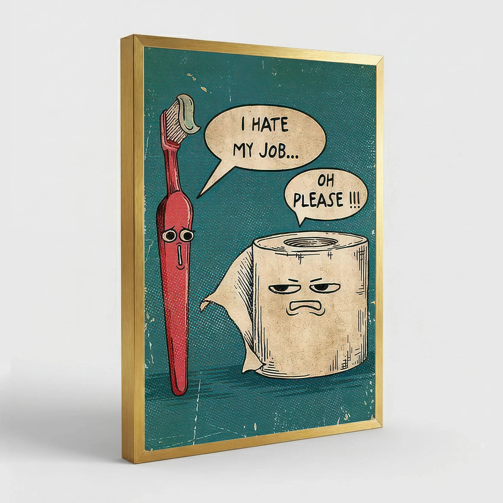 Piece I Hate My Job Funny Toothbrush And Toilet Paper Poster Print Unique Humor Canvas Painting Wall Art Picture Bathroom Decoration