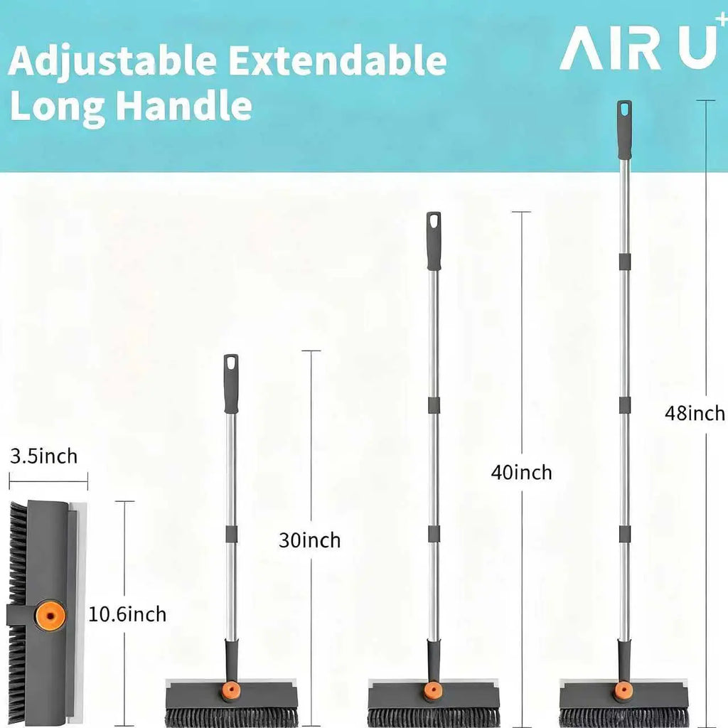 3-in-1 Heavy-Duty Floor Scrub Brush with Long Handle & Scraper