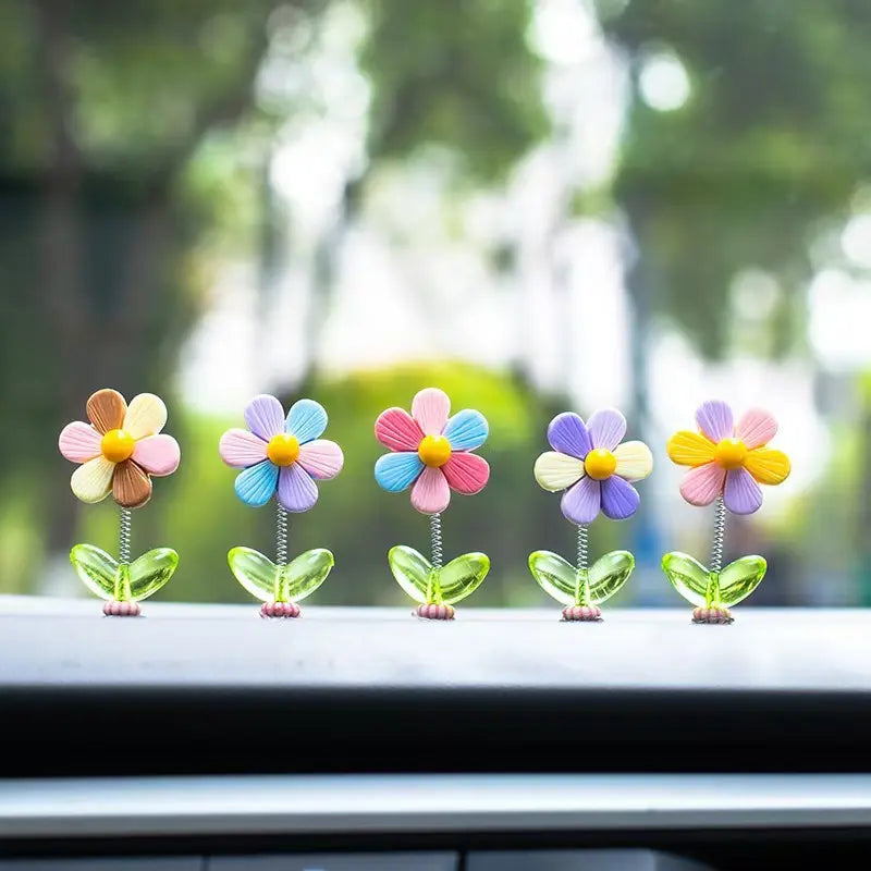 JOYTUTUS 5-Piece Sunflower Car Dashboard Shaking Head Ornaments