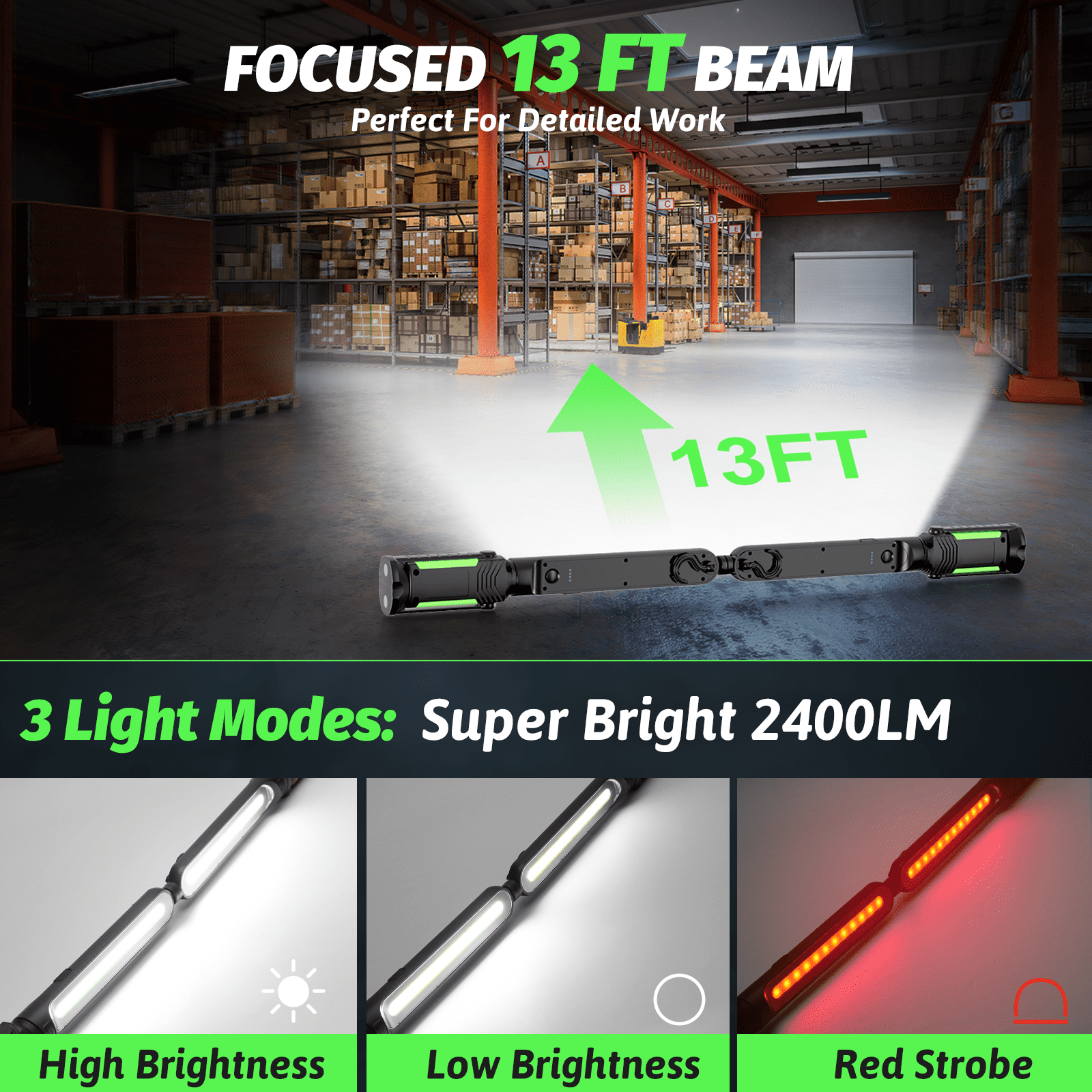 Mechanic Light, Underhood Work Light with Sensor Control, LED Rechargeable Magnetic Automotive Work Light Bar for Car Repair, Inspection, Workshop Garage, Emergency (1 Pack)