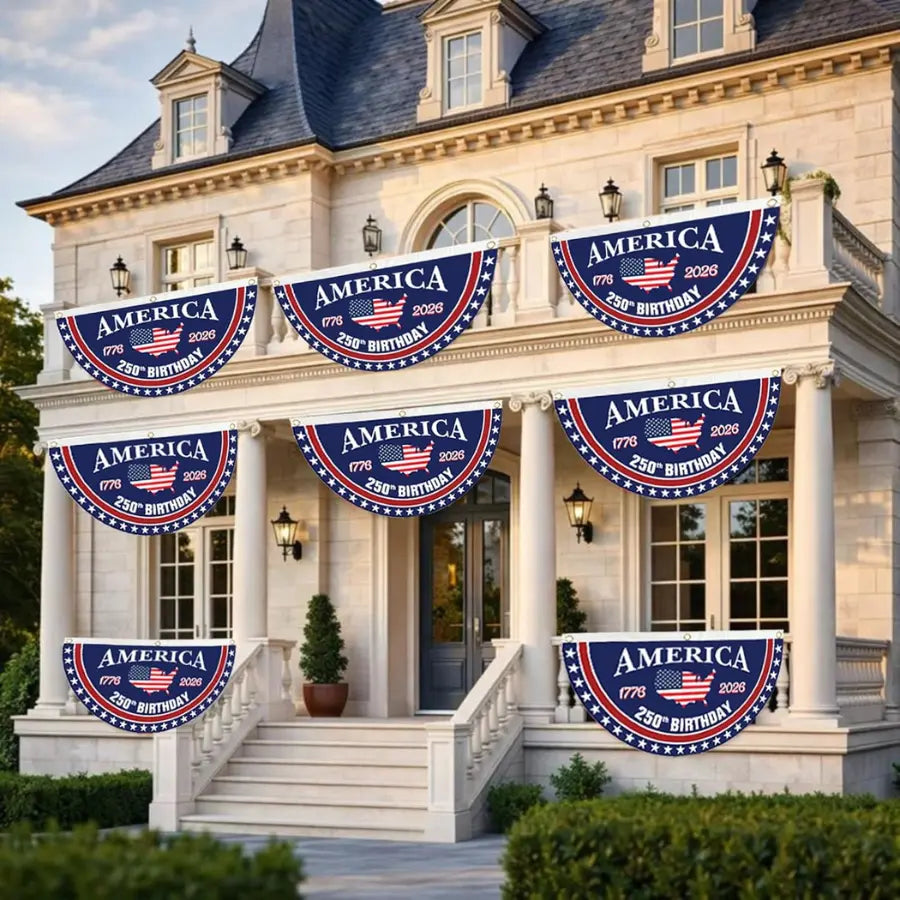 America 250th Birthday Semicircular Flag Banner 1776–2026 Patriotic Bunting